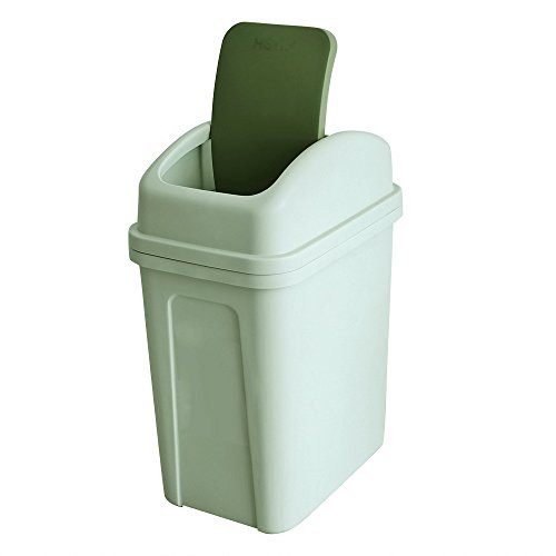 Teyyvn 7 Liter/1.8 Gallon Plastic Trash Can, Small Garbage Can with Swing Lid (green)