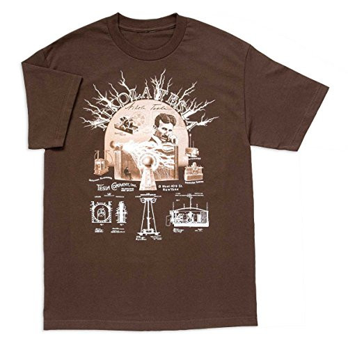 ComputerGear Nikola Tesla T Shirt Geek Science Glow The Dark Adult Tee XL Brown