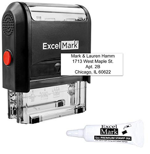 Custom Self Inking Rubber Stamp - Up to 4 Lines - with Refill Ink  A1848