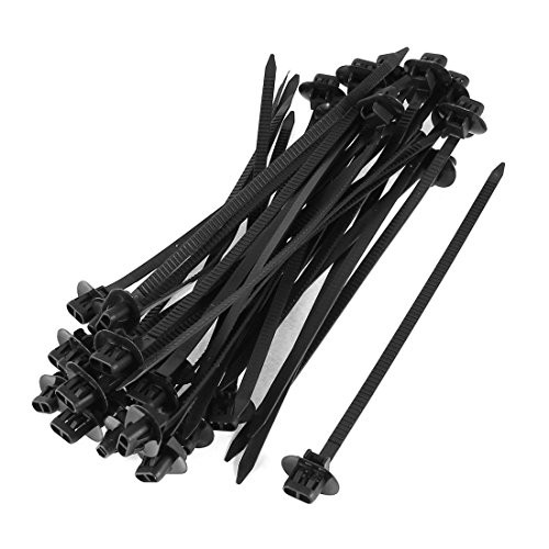 Uxcell Nylon Auto Car Push Mount Wire Cable Tie, 188mm x 5mm, 30 Pcs, Black