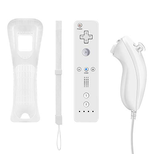 Wii Remote Controller and Nunchuck Controller Compatible for Nintendo Wii and Wii U?Crifeir Wireless Remote and Nunchuck Controller with Silicone Case and Wrist Strap  White