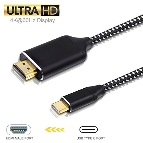 USB C to HDMI, Hzmirzk Braided 4K@60HZ USB Type C to HDMI Cable Adapter (Thunderbolt 3 Compatible) for 2017/2016 MacBook Pro, 2017 iMac, Galaxy S8/S8+, LG G5, Chromebook Pixel, TV/Monitor/Projector