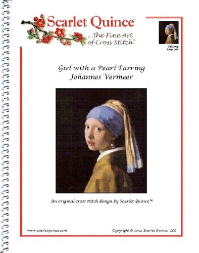 Scarlet Quince VER004lg Girl with a Pearl Earring by Johannes Vermeer Counted Cross Stitch Chart Large Size Symbols
