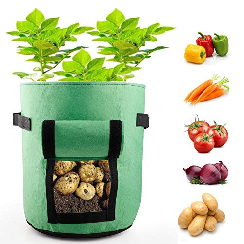 WYI 3 Pack Potato Grow Bags 10 Gallon Breathable Garden Growing Bag Non-Woven Plant Fabric Pots with Handles and Access Flap Garden Planting Container for Tomato Potato Vegetables WYI 3 Pack Potato Grow Bags 10 Gallon Breathable Garden Growing Bag Non-Woven Plant Fabric Pots with Handles and Access Flap Garden Planting Container for Tomato Potato Vegetables