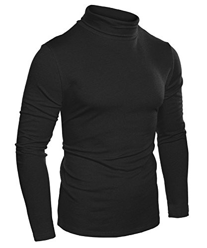 COOFANDY Mens Slim Fit Basic Thermal Turtleneck Shirts Casual Cotton Knitted Pullover Sweaters Black