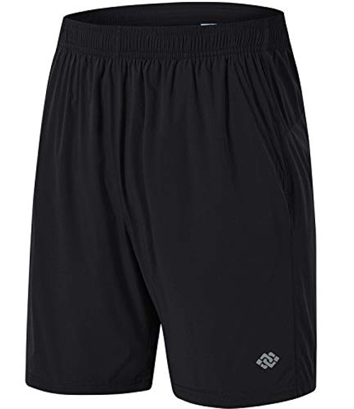 Akula Mens Lightweight Workout Running Athletic Shorts Zipper Pockets Quick Dry Active Gym Fitness Exercise Sports Shorts Black Size L