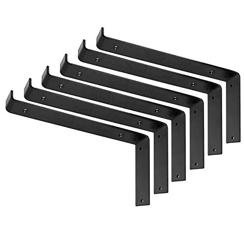 Black Shelf Brackets 11.5 Inch Licperron Heavy Duty Wall Bracket with Lip Rustic Shelf Bracket for Floating Shelves Metal Floating Shelf Bracket Hardware Included