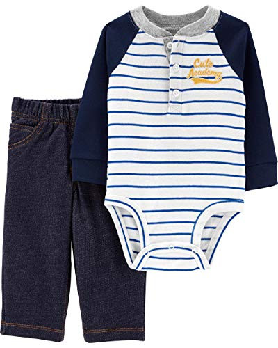 Carters Baby Boy 2-Piece Henley Bodysuit Pant Set  Navy 18 Months