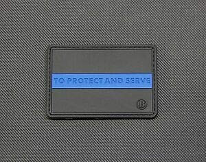 Protect and Serve Thin Blue Line 3D PVC Morale Patch Police Leo SWAT Hook