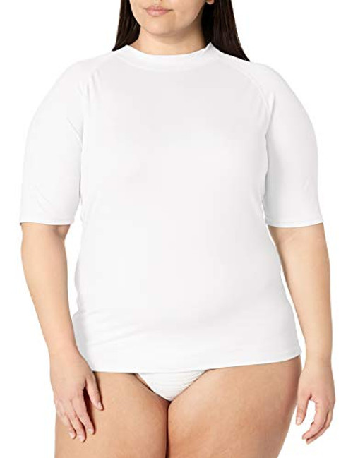 Kanu Surf Womens Plus-Size UPF 50 plus  Active Rashguard  and  Workout Top White 1X