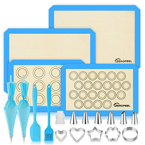 Silicone Baking Mat Set of 20 - Non stick Silicone Baking Mat - BPA Grade Food Safe Baking Mat - Perfect for Making Cookies Macarons Bread and Pastry