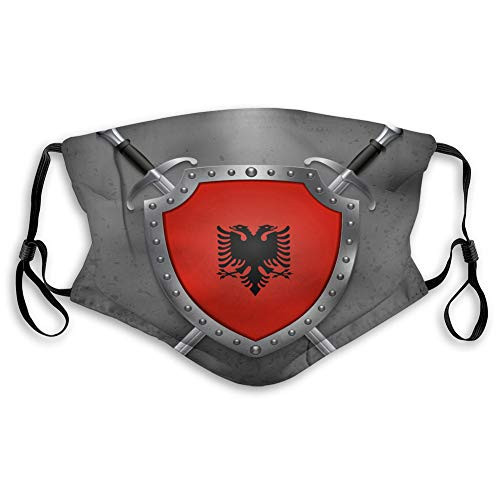 NYNELSONG Safety Shield Reusable Outdoor Covers Flag of Albania The Shield with National Flag Skiing Cover NYNELSONG Safety Shield Reusable Outdoor Covers Flag of Albania The Shield with National Flag Skiing Cover
