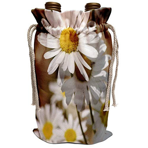 3dRose PS Flowers - Pretty Daisy Garden - Inspired Flowers - Floral Print - Wine Bag  wbg_57914_1