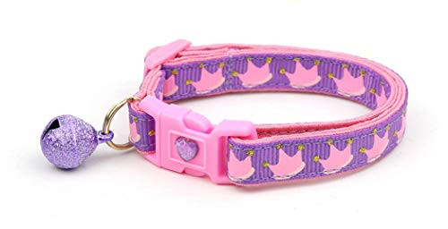Pugs2Persians Pink Crowns on Purple Cat Collar - Safety - Breakaway - Charm and Bell