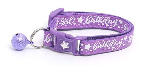 Pugs2Persians Birthday Girl on Purple Cat Collar - Safety - Breakaway - Charm and Bell Pugs2Persians Birthday Girl on Purple Cat Collar - Safety - Breakaway - Charm and Bell