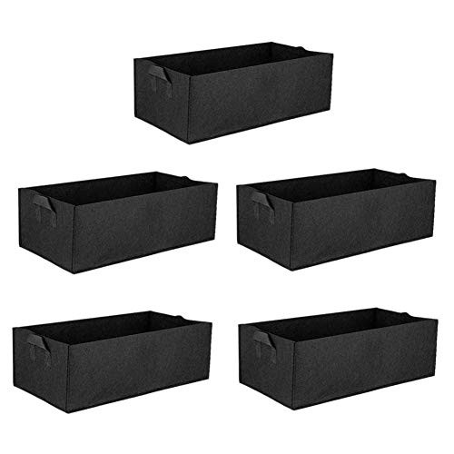 Apofly Plant Grow Bags Felt Planter Bags Planting Grow Outdoor Rectangle Plant Fabric Pot Planting Container for Ourdoor Garden Planting 5pcs