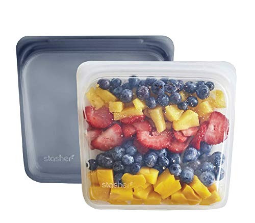 Stasher Reusable Silicone Food Bag Sandwich Bag Sous vide Bag Storage Bag Set of 2 Clear and Grey Stasher Reusable Silicone Food Bag Sandwich Bag Sous vide Bag Storage Bag Set of 2 Clear and Grey