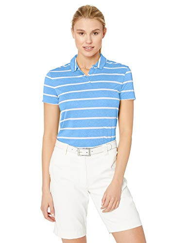 Nike Womens Dri-FIT Striped Golf Polo Dri-FIT Polo Shirts for Women with Vented Hems University Blue White XL