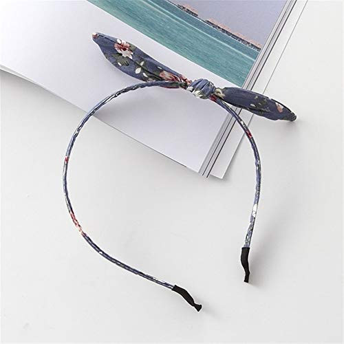 Headband LJJSMG 1 PCS Fashion Printing Hairband Fabric Bow Knot Hair Hoop Rabbit Ears Turban for Headwear Women Girls Hair Accessories  Color   The Cowboy Blue