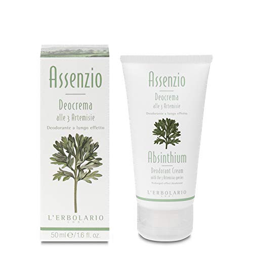 LErbolario Absinthium Deodorant Cream With Aromatic Woody Scent  Anti-perspirant Maintains Freshness Protects Skin  1.6 Oz