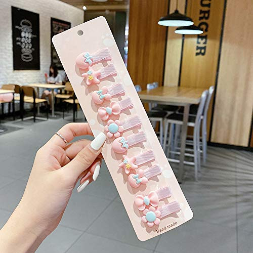 10 pcs set Cute Children Hairpin Baby Ear Side Bangs Clip Fruit Headdress Female Hair Accessories Pink 10 Piece Set