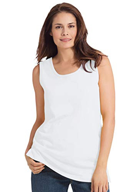 Woman Within Womens Plus Size Perfect Scoop-Neck Tank Top - 1X White