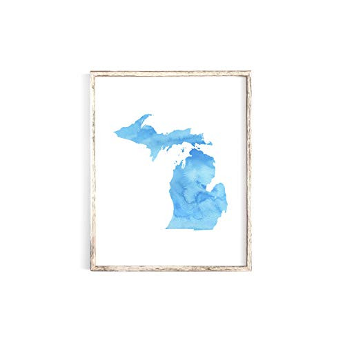 Michigan or ANY STATE Map Art - Watercolor