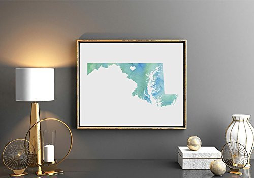 Maryland or ANY state Map Art Print - Watercolor Series Hometown Wall Art Paint Painted