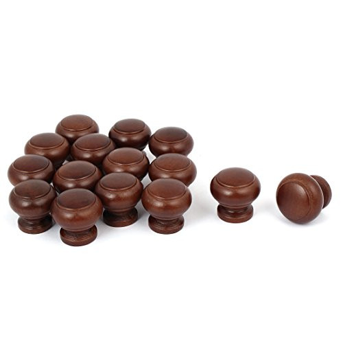 Aexit Home Cabinet Cabinet Hardware Drawer Wooden Wood Pull Knob Grab Handle Dark Brown Pulls 27mmx25mm 15pcs