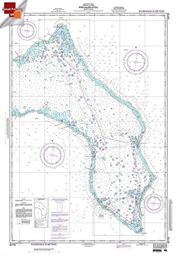 Paradise Cay Publications NGA Chart 81715  Kwajalein Atoll Approx. Size 21 inch  x 31 inch   Small Format Waterproof