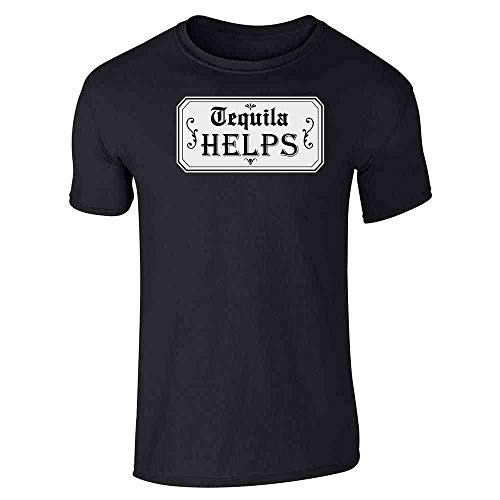Tequila Helps Cinco de Mayo Funny Drinking Black L Graphic Tee T-Shirt for Men