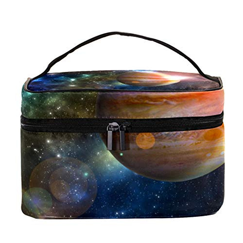 Makeup Bag Cosmetic Bag for Women Makeup Pouch with black Zipper Portable Travel Toiletry Bag?Gorgeous Starry Sky Planet