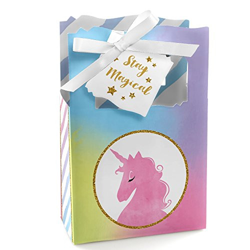 Rainbow Unicorn - Magical Unicorn Baby Shower or Birthday Party Favor Boxes - Set of 12
