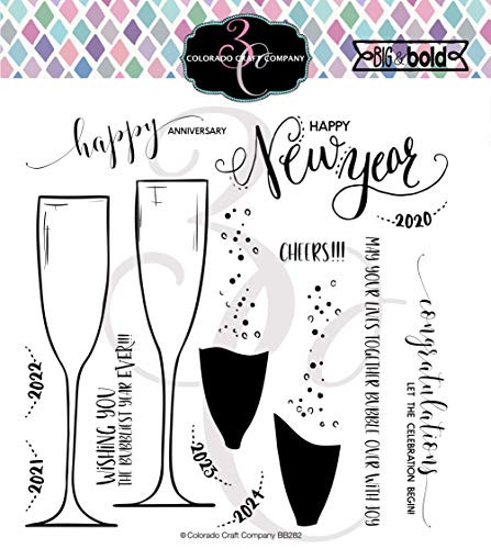 COLORADO CRAFT COMPANY Colorado Clear Stamp Champagne Celebrations-Big  and  Bold