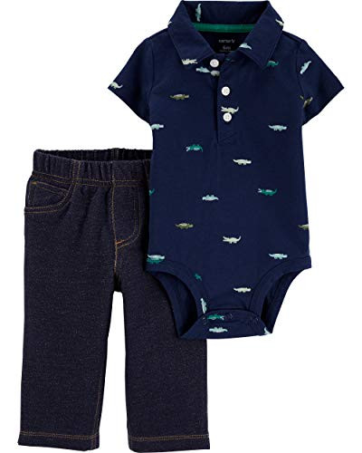 Carters Baby 2-Piece Alligator Bodysuit Pant Set  3 Months  Navy