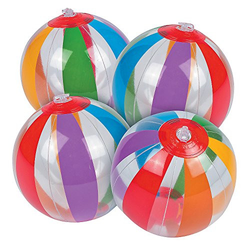 Fun Express - Mini Clear Rainbow Beach Balls 5 inch for Summer - Toys - Inflates - Beach Balls - Summer - 12 Pieces Fun Express - Mini Clear Rainbow Beach Balls 5 inch for Summer - Toys - Inflates - Beach Balls - Summer - 12 Pieces