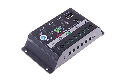 SMAKN PWM Solar Charge Controller Regulator 12 24V 10A Solar Panel with usb dc charger port for Battery Charging
