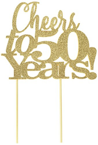 All About Details Gold Cheers to 50 Years! Cake Topper