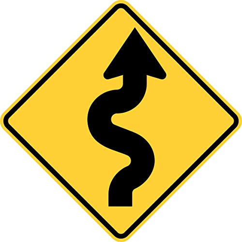Traffic Signs - Winding Road  Right-Sided Variation  12 Inch by 18 Inch Aluminum Sign Street Weather Approved Sign 0.04 Thickness