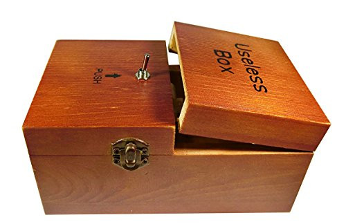 Calary Useless Box Turns Itself Off In Box Alone Machine Fully Assembled in Box (brown)
