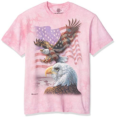 The Mountain Eagle Flag Collage Adult T-Shirt Pink XL