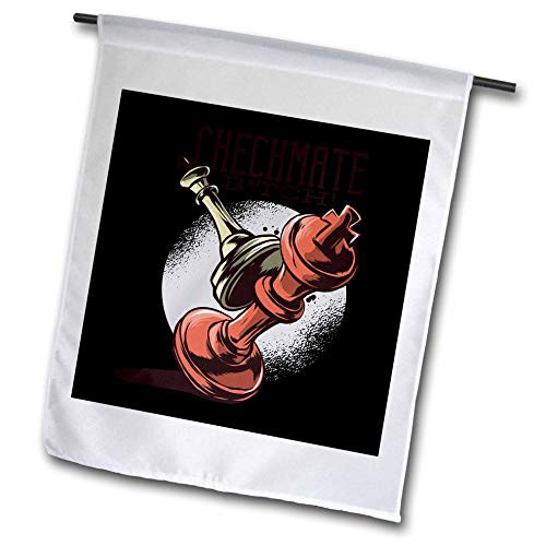 3dRose Sven Herkenrath Chess - Two Chess Pieces with Checkmate King Strategy - 12 x 18 inch Garden Flag  fl_307218_1
