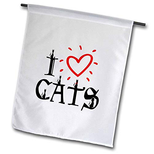 3dRose Alexis Design - Animals Cats - Funny red Heart Decorative Text I Love Cats. Cats sit on Letters - 12 x 18 inch Garden Flag  fl_313511_1 3dRose Alexis Design - Animals Cats - Funny red Heart Decorative Text I Love Cats. Cats sit on Letters - 12 x 18 inch Garden Flag  fl_313511_1
