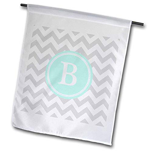 3dRose InspirationzStore - Monograms - Letter B Grey and White Chevron with Mint Monogram Personal Initial B - 12 x 18 inch Garden Flag  fl_316327_1