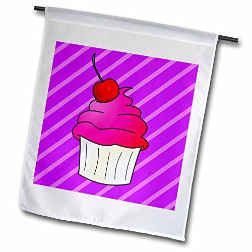 3dRose Janna Salak Designs Sweet Treats - Cute Cupcake with Cherry Topper - Kawaii Cakes - Purple Stripe - 12 x 18 inch Garden Flag fl_43131_1 3dRose Janna Salak Designs Sweet Treats - Cute Cupcake with Cherry Topper - Kawaii Cakes - Purple Stripe - 12 x 18 inch Garden Flag fl_43131_1