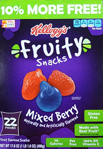 Kelloggs Mixed Berry Fruity Snacks 22 Pouches 17.6 Oz  498g