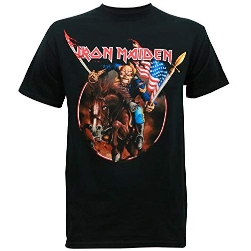 GLOBAL Iron Maiden Mens Maiden England Custer USA T-Shirt Black XL