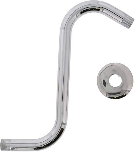 High Rise Extension Shower Arm S-Curved Goose Neck Extension with Flange Chrome Plated