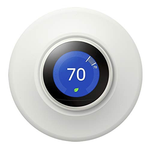 POPMAS Wall Plate for Nest Learning Thermostat 3rd 2nd 1st Generation and Nest Thermostat E Stereoscopic Aluminum Round Cover Fingerprint Resistant Bracket Mount White