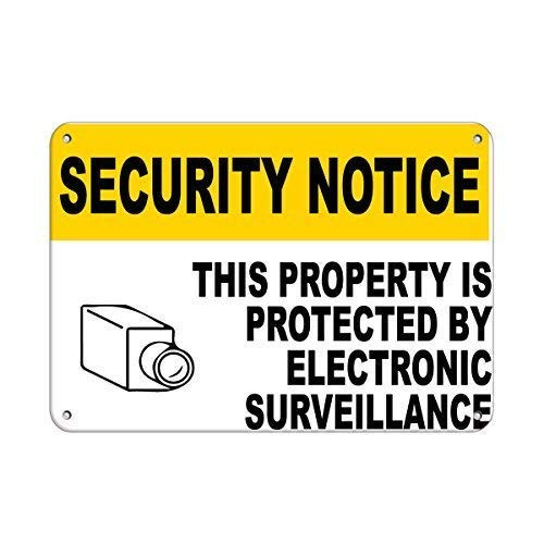 DYLAN MILLER Safety Sign - Protected Property by Electronic Surveillance DYU0124 12 x 16 Inches Metal Sign Durable Indoor and Outdoor Signs Street Signs